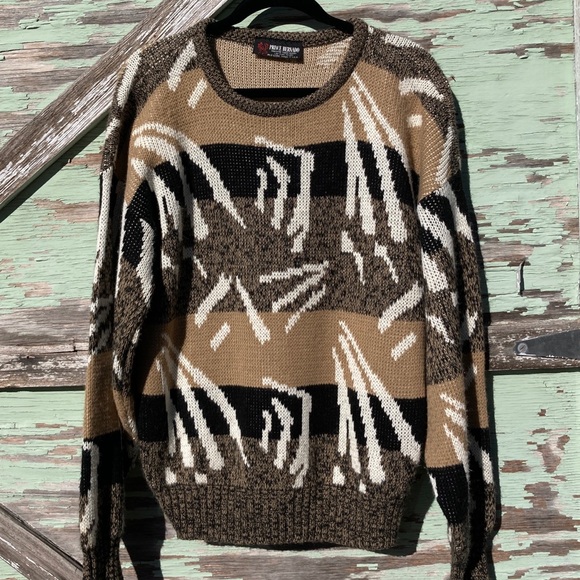Prince Bernardo Other - Vintage Slouchy Abstract Knit Sweater Neutrals Prince Bernardo